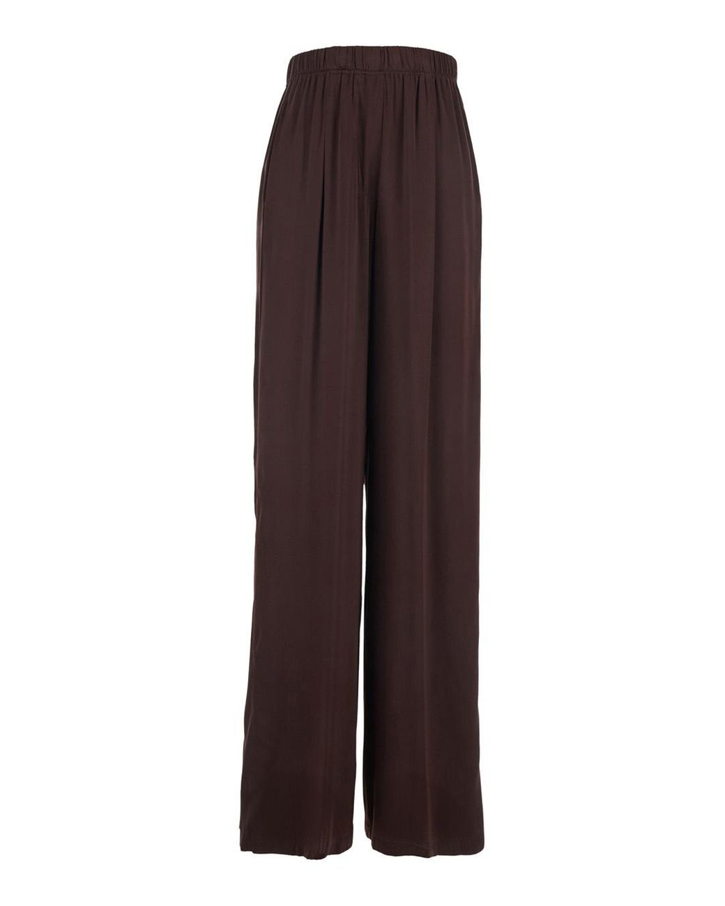Jucca Brown Silk Pants With Elastic Waist And Side Welt Pockets Trousers