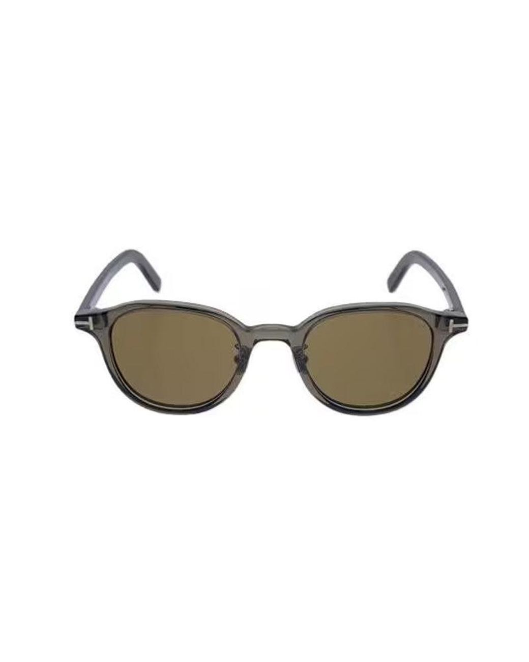 Tom Ford Brown Sunglasses Round Full Rim, Transparent Frame And Roviex Lens Ft0977-D20J