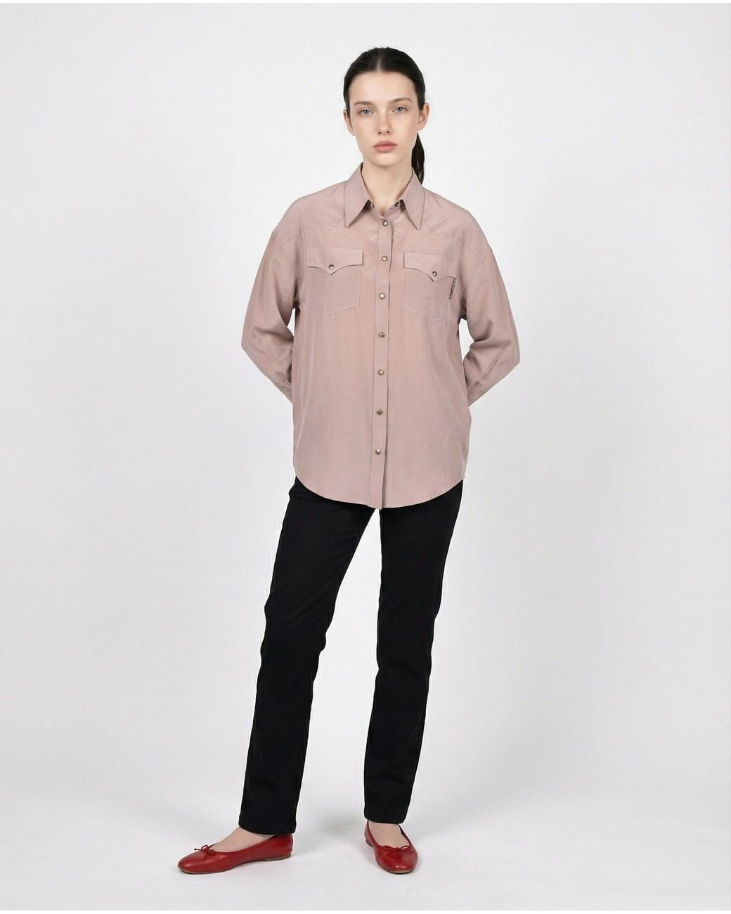 Brunello Cucinelli Pink Beige Silk Shirt