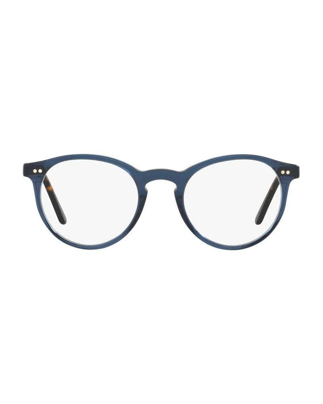Polo Ralph Lauren Blue Eyeglasses Round Full Rim, Shiny Transparent Frame And Clear Demo Lenses Lens Ph20835276 Sunglasses for men