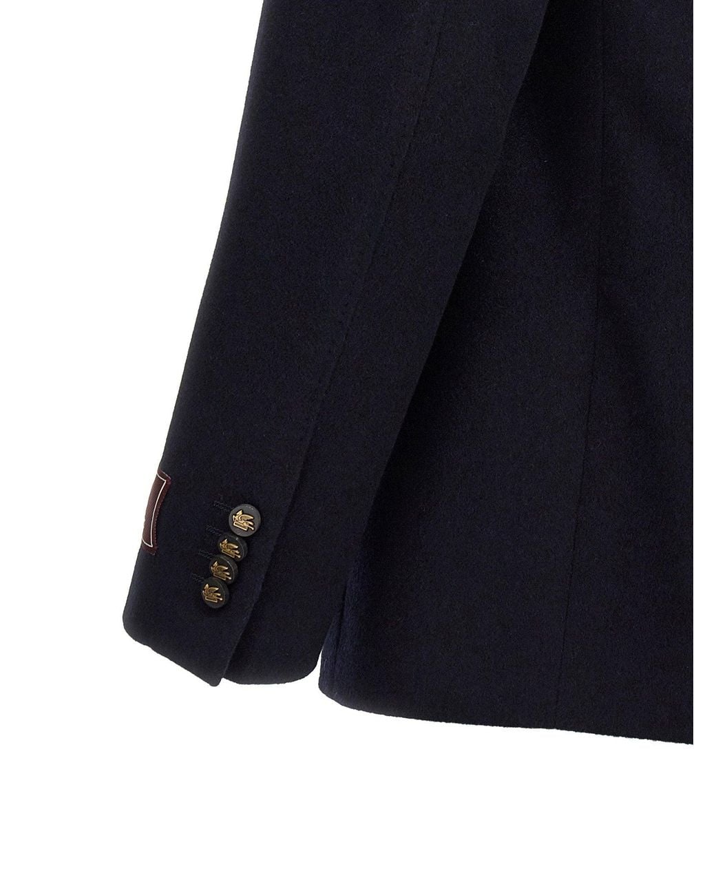 Etro Blue Cashmere Double-Breasted Blazer for men