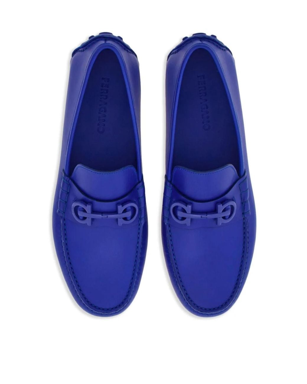 Ferragamo Blue Grazioso Gancini Logo Loafers for men