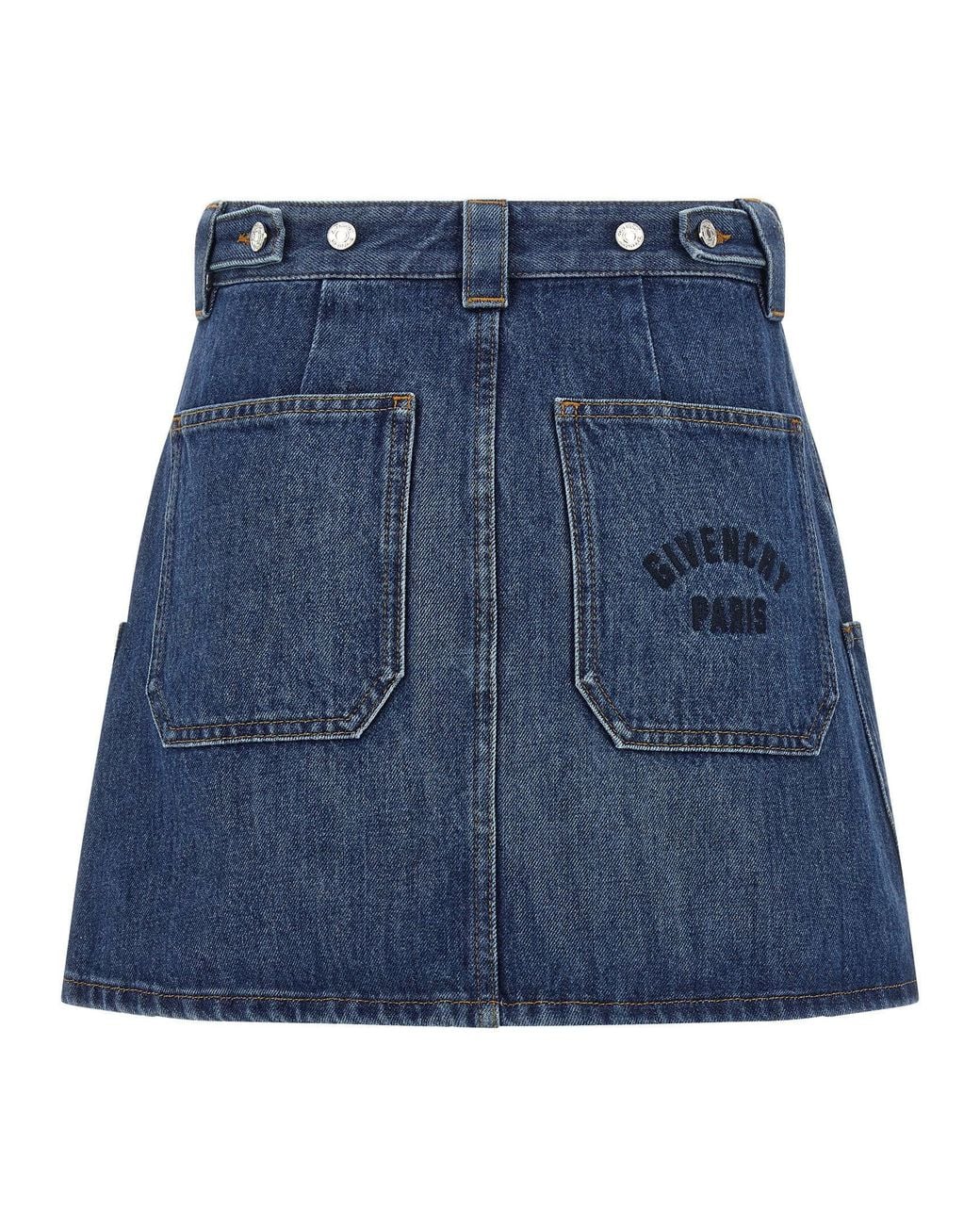 Givenchy Blue Cargo-Pocket Denim Skirt