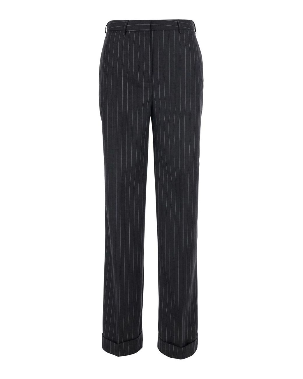 Semicouture Blue Pants Lola Wool-Blend Trousers
