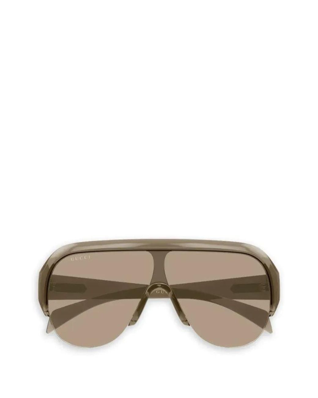 Gucci Gray Shield-Frame Pilot-Style Sunglasses