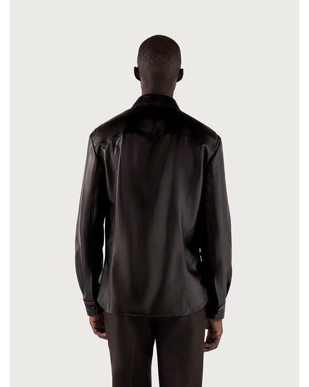 Ferragamo Black Leather-Jacket Clothing for men