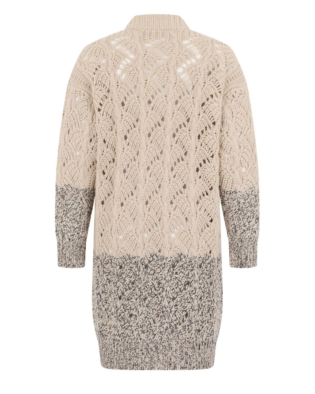 Fabiana Filippi Natural Long Zip Cardigan Virgin Wool Sweater