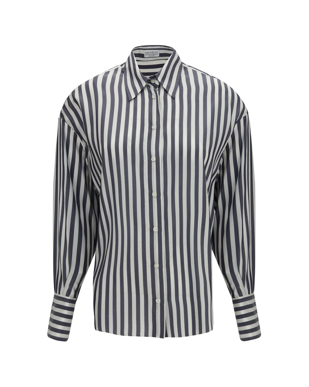 Brunello Cucinelli Multicolor Silk Poplin Striped Shirt