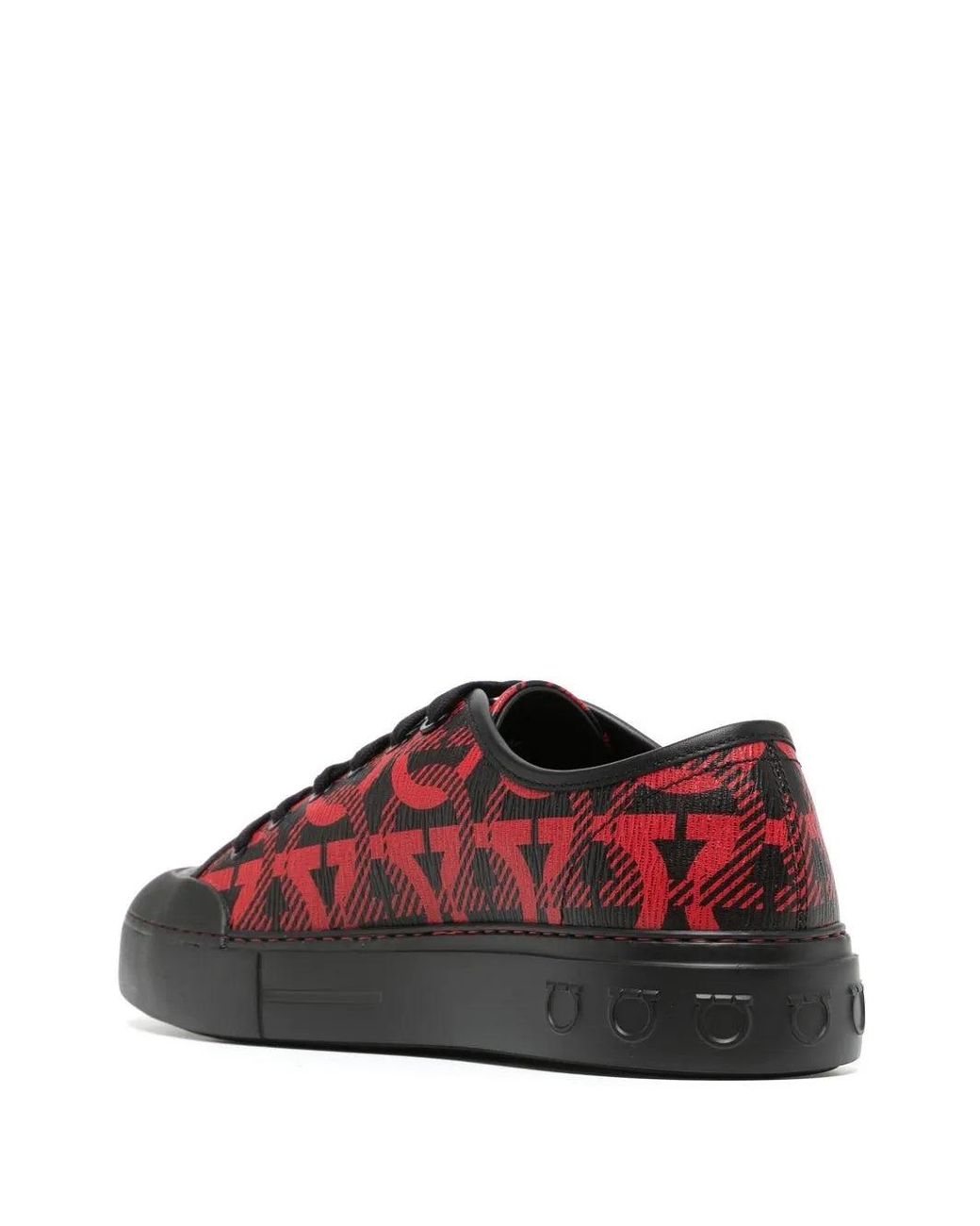 Ferragamo Red Gancini Logo-Top Sneakers for men