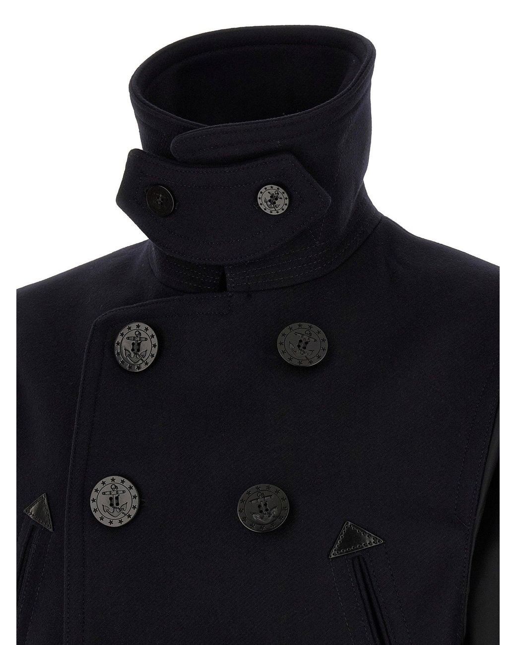 DSquared² Blue Wool-Blend Hybrid Peacoat for men