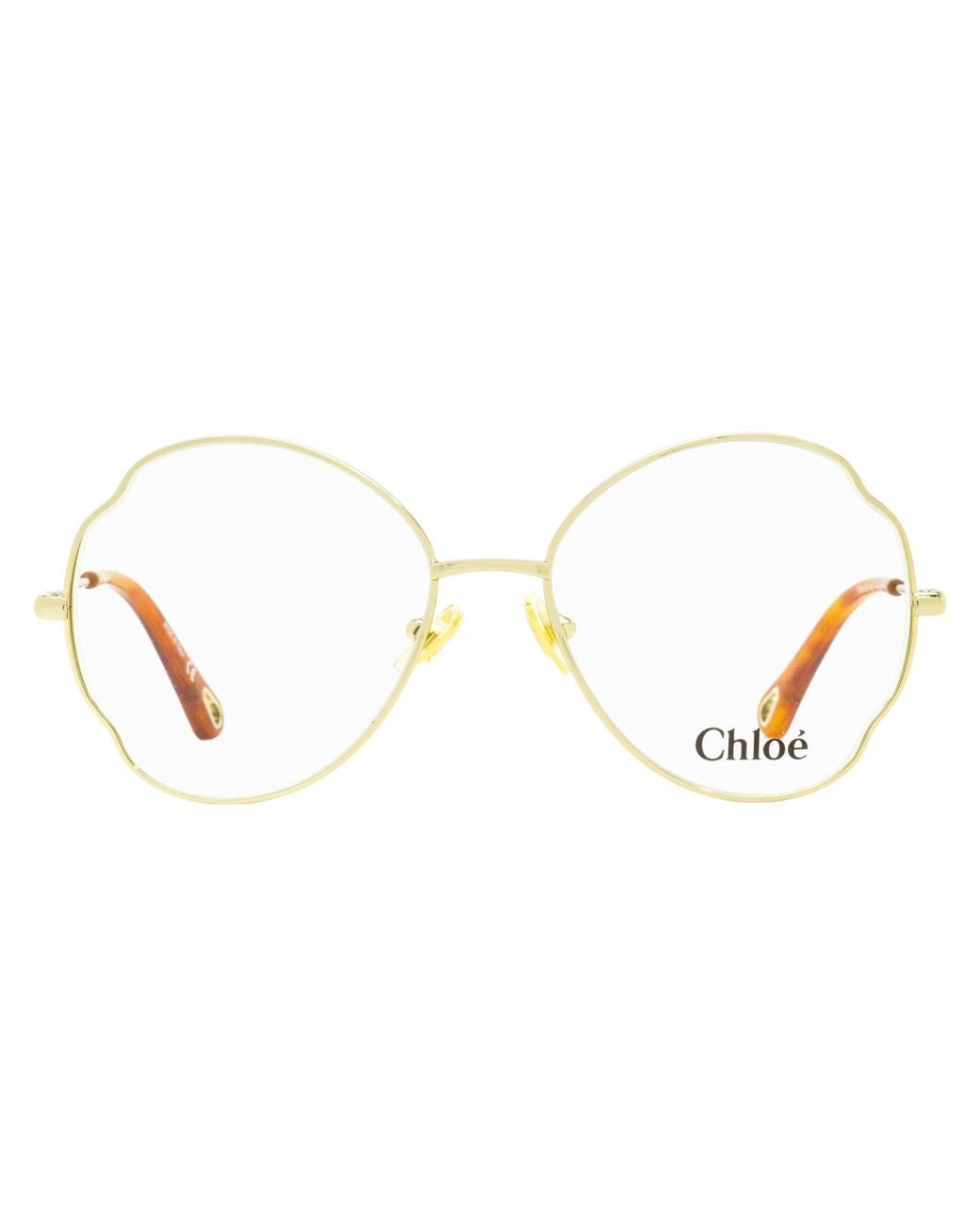 Chloé Black Chloe Scalloped Oval Eyeglasses Ch0097O 001-Havana 53Mm Metal/Plastic (Acetate) Sunglasses