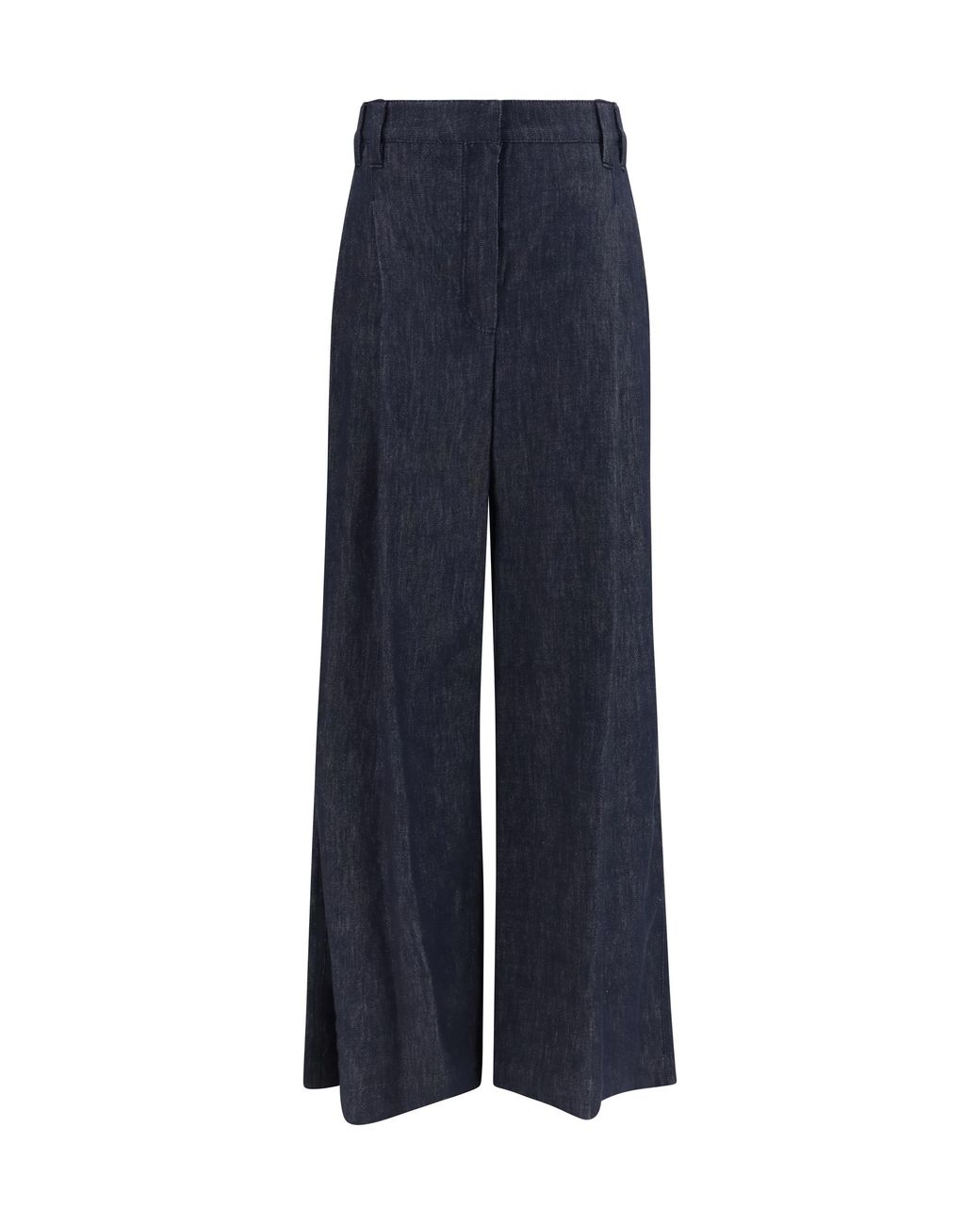 Brunello Cucinelli Blue Denim Effect Twill Wide Pants Cotton Jean