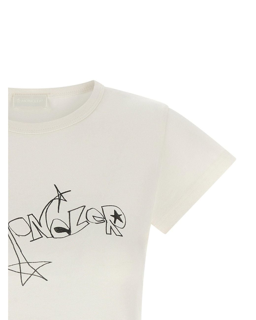Moncler White Graphic Logo Print T-Shirt
