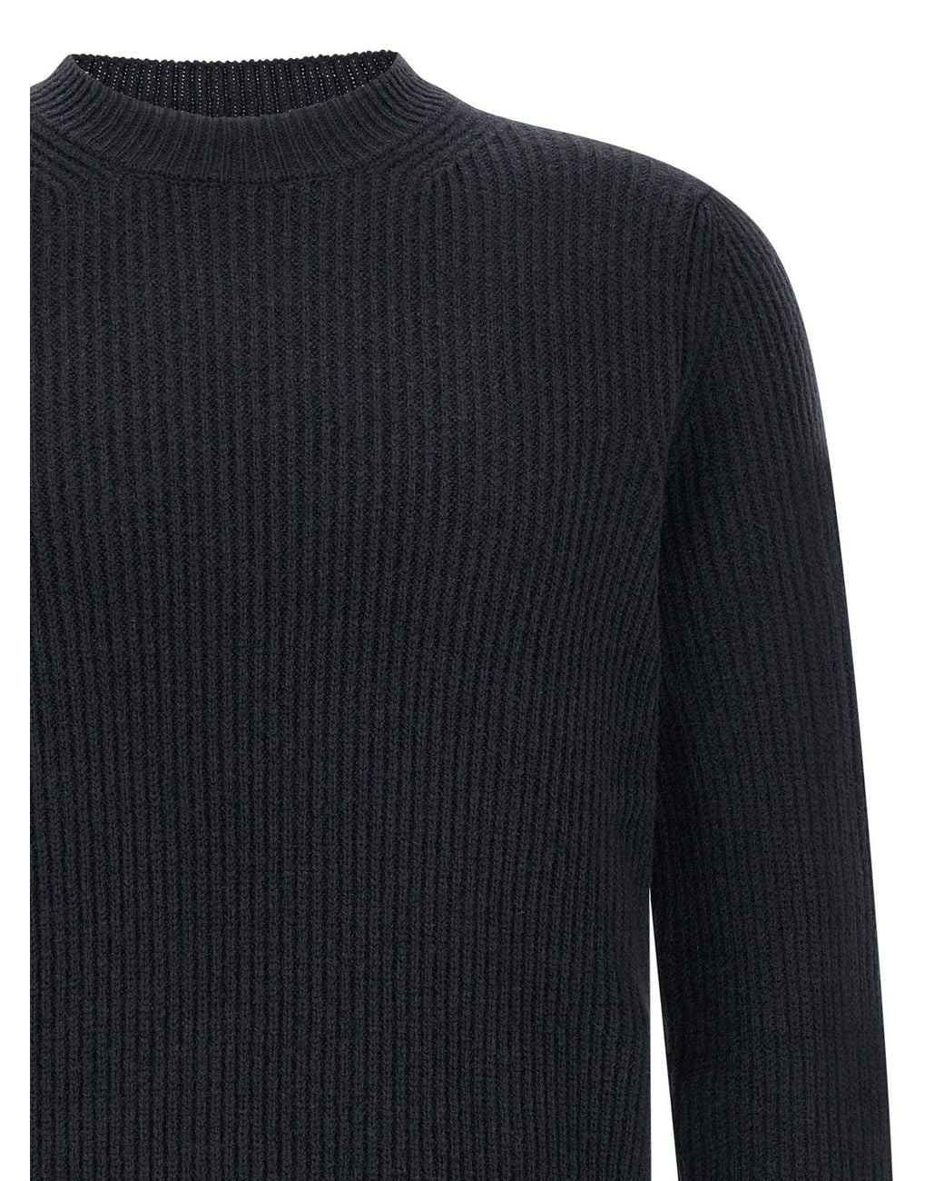 Navy Blue Ribbed Sweater Zanone Ribbed Virgin Wool Sweater in Blue | Lyst