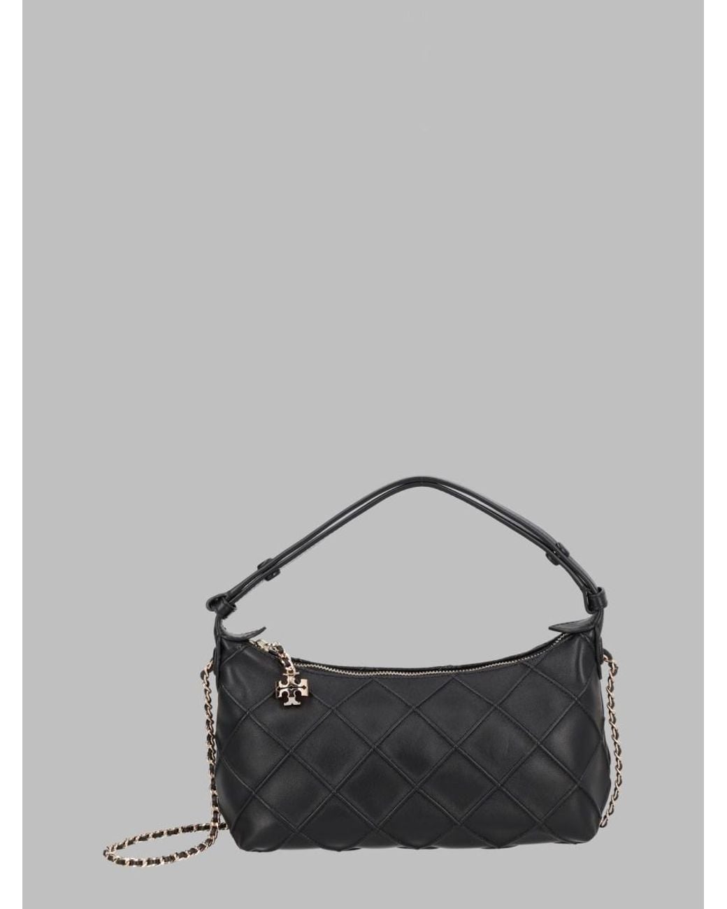 Tory Burch Gray Fleming Leather Clutch Bag Lamb
