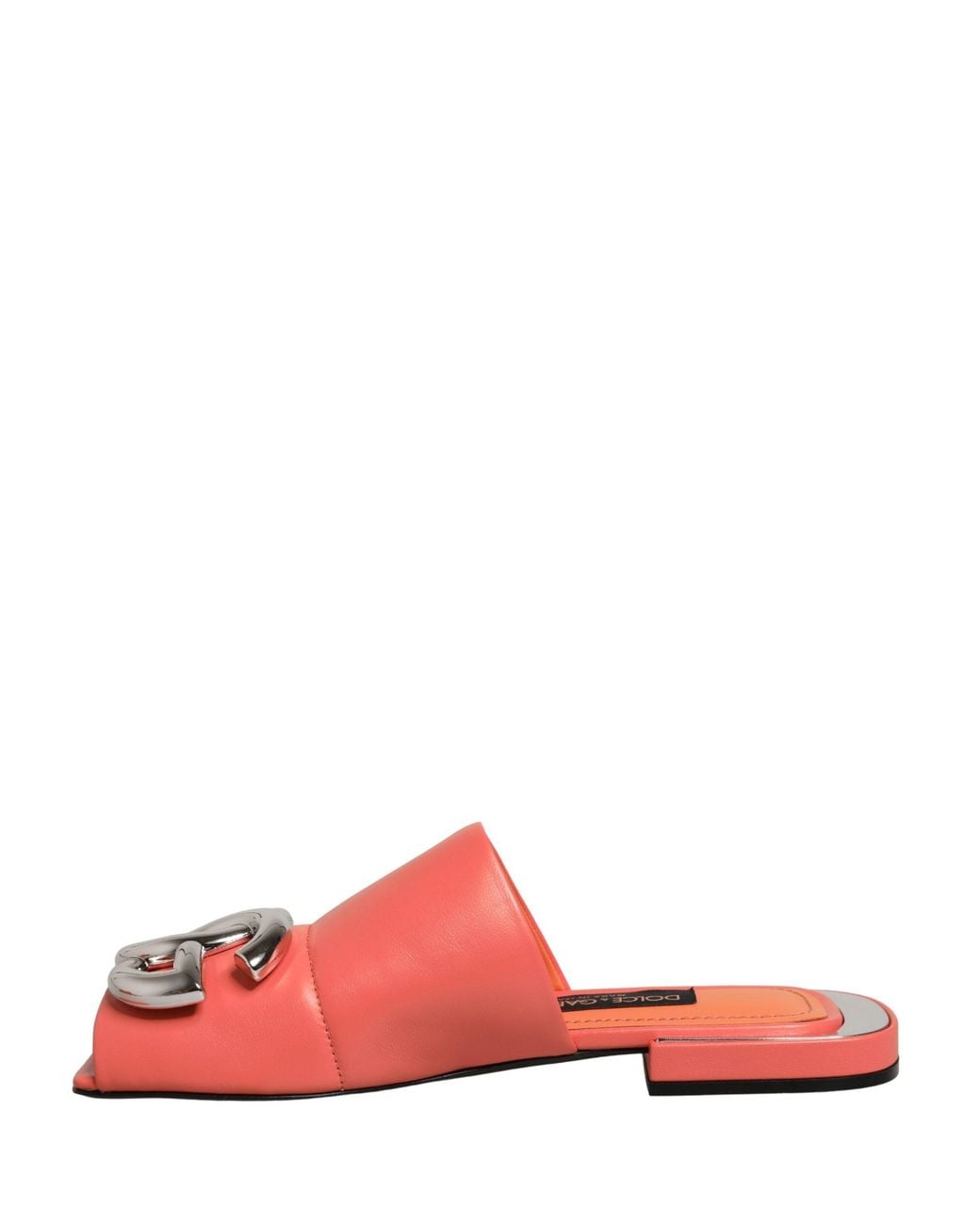 Dolce & Gabbana Red Dg Logo Leather Flats Sandals Shoes Lamb