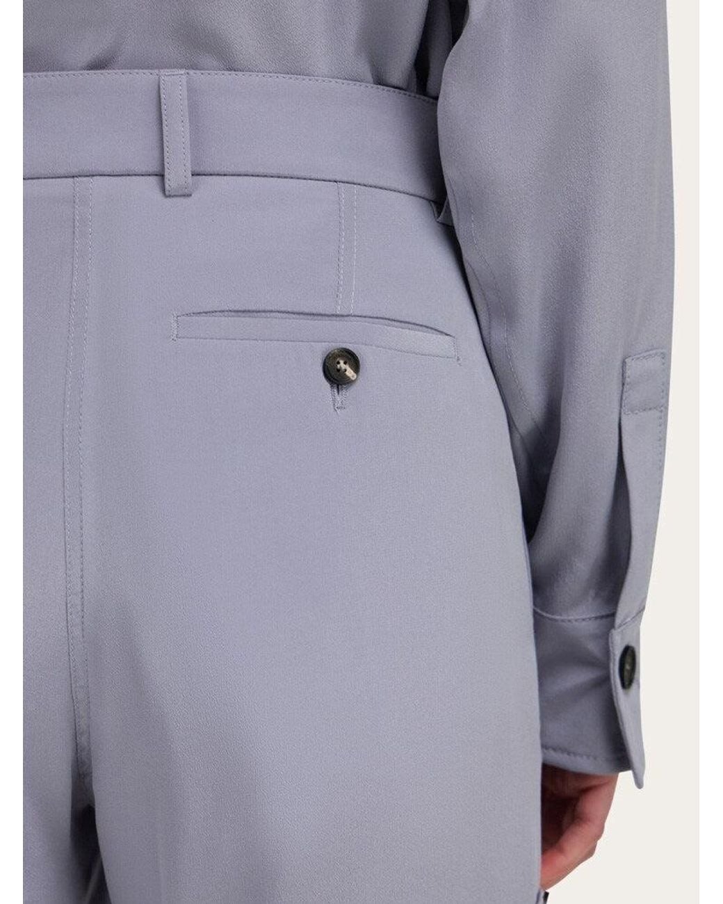 Ferragamo Gray Light Silk Trousers