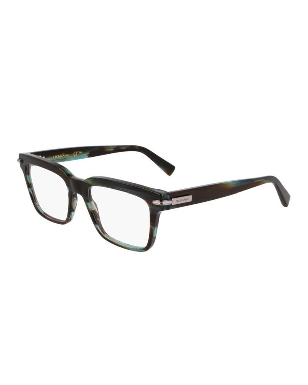 Ferragamo Black Sf3014 Striped Mini Eyeglasses With Clear Demo Lens for men