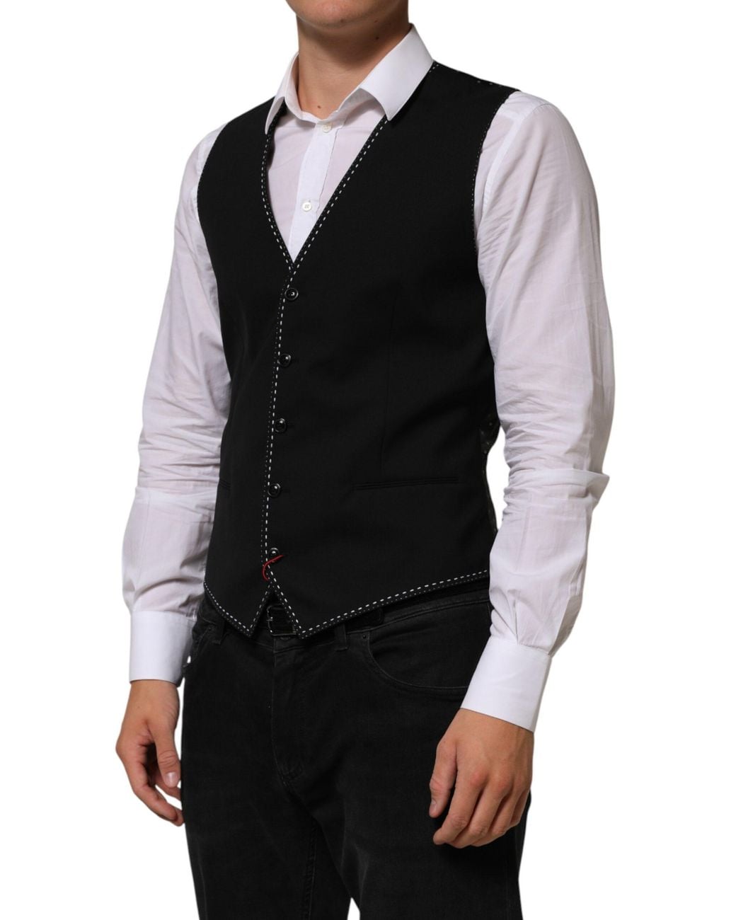 Dolce & Gabbana Black Wool Dress Formal Waistcoat Vest 03+Wv for men