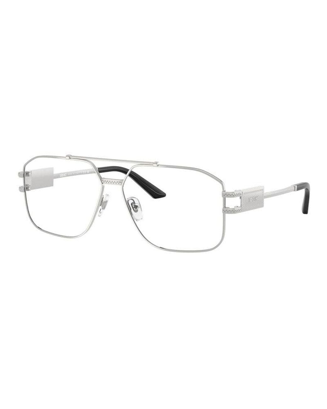 Versace Metallic Eyeglasses Aviator Full Rim, Frame And Clear Demo Lenses Lens Ve13021000 Sunglasses for men