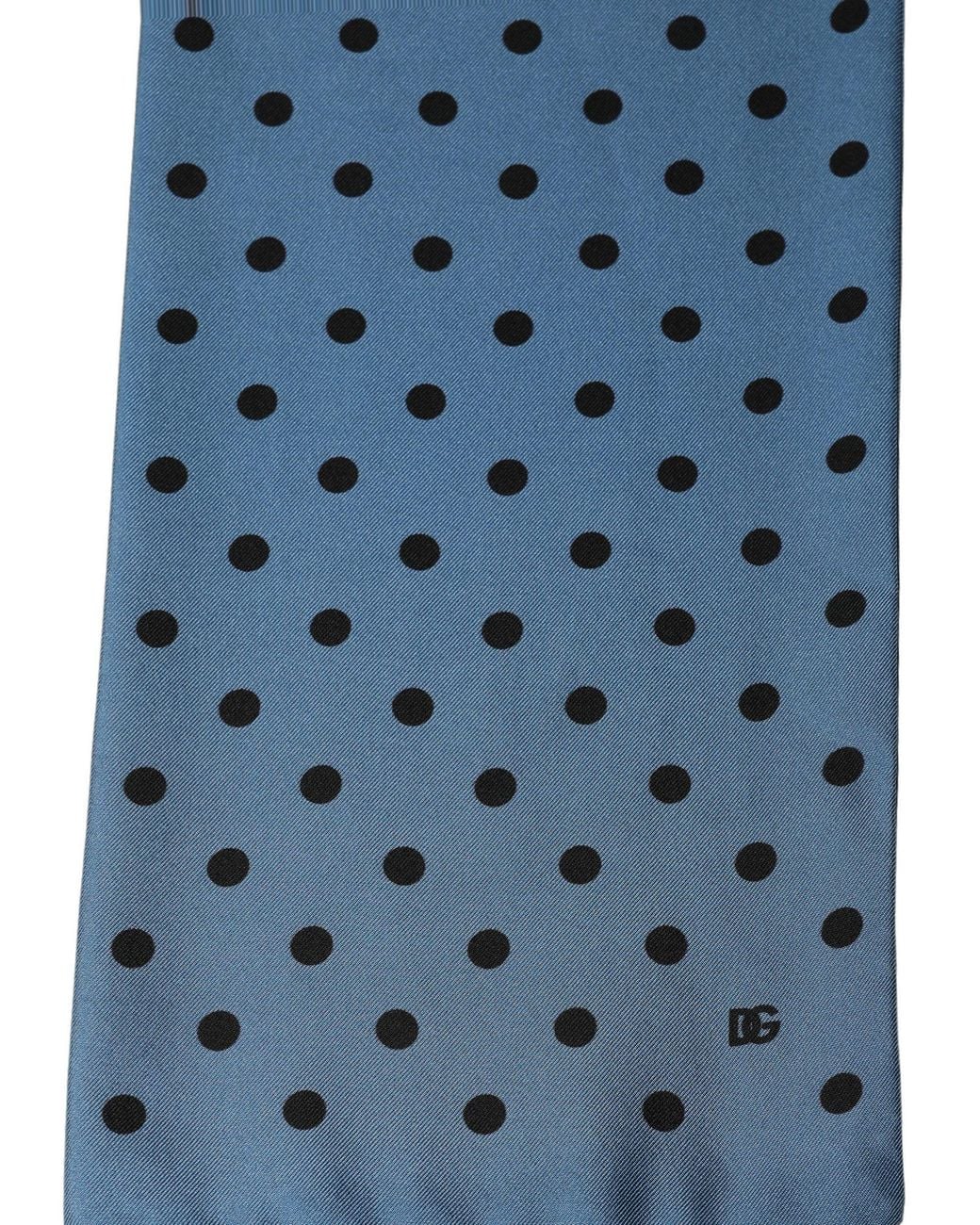 Dolce & Gabbana Blue Polka Dot Silk Fringed Lace Stole Scarf And for men