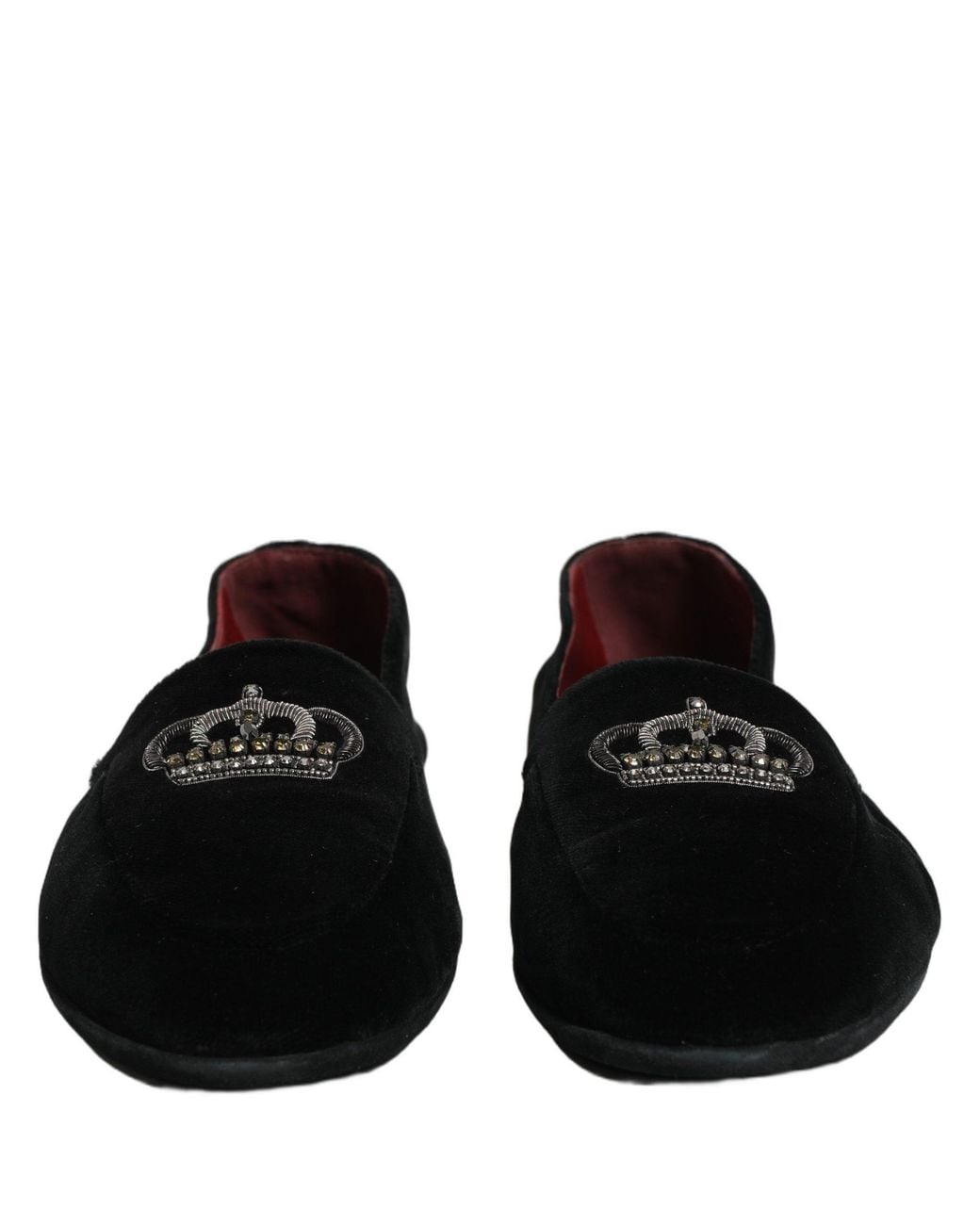 Dolce & Gabbana Black Crown Embellished Dress Loafers Shoes Leather for men