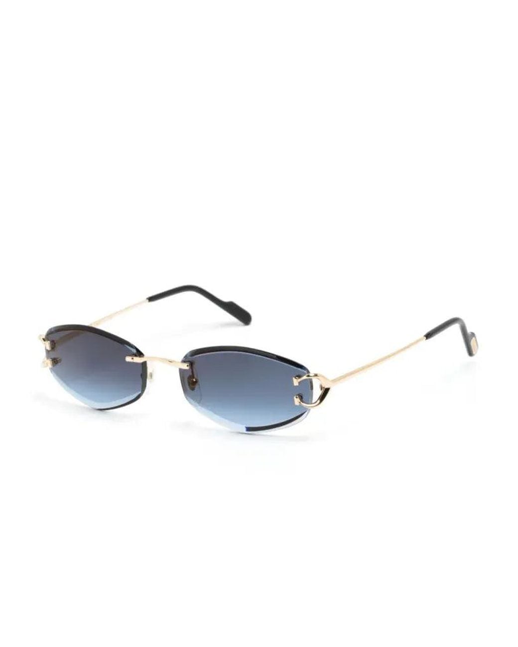 Cartier Blue Cartier Eyewear Ct0467S Rimless Gradient Lens Sunglasses for men
