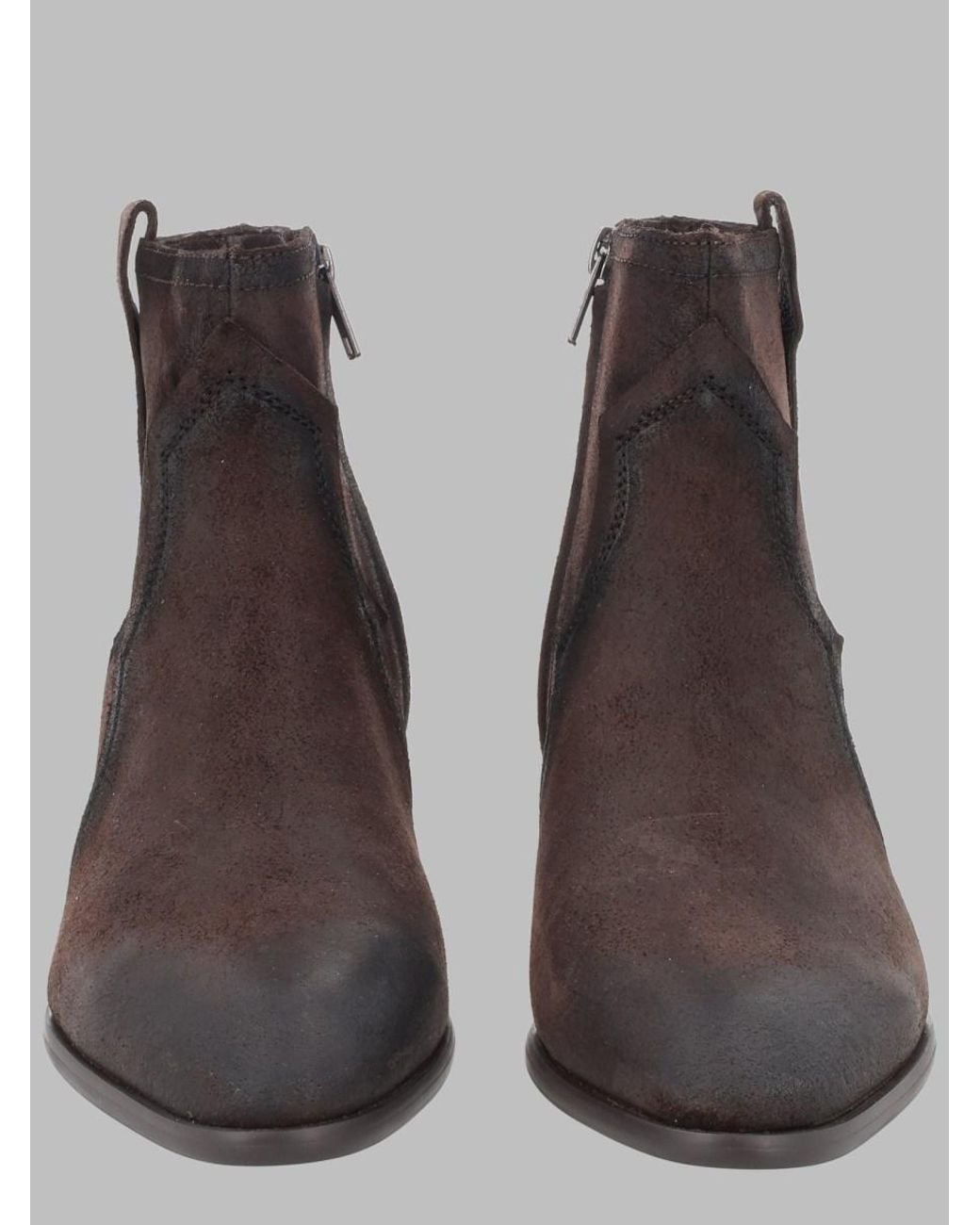 Ash Brown Ankle Boots Flare Leather