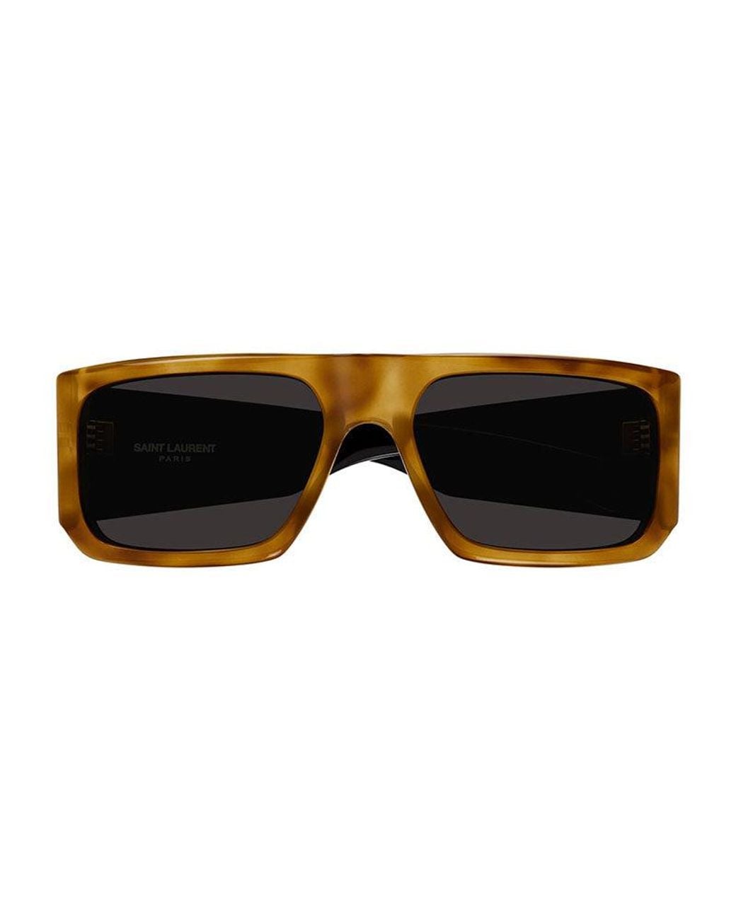 Saint Laurent Black Sunglasses Geometric Full Rim, Havana- Frame And Lens Sl635Acetate005