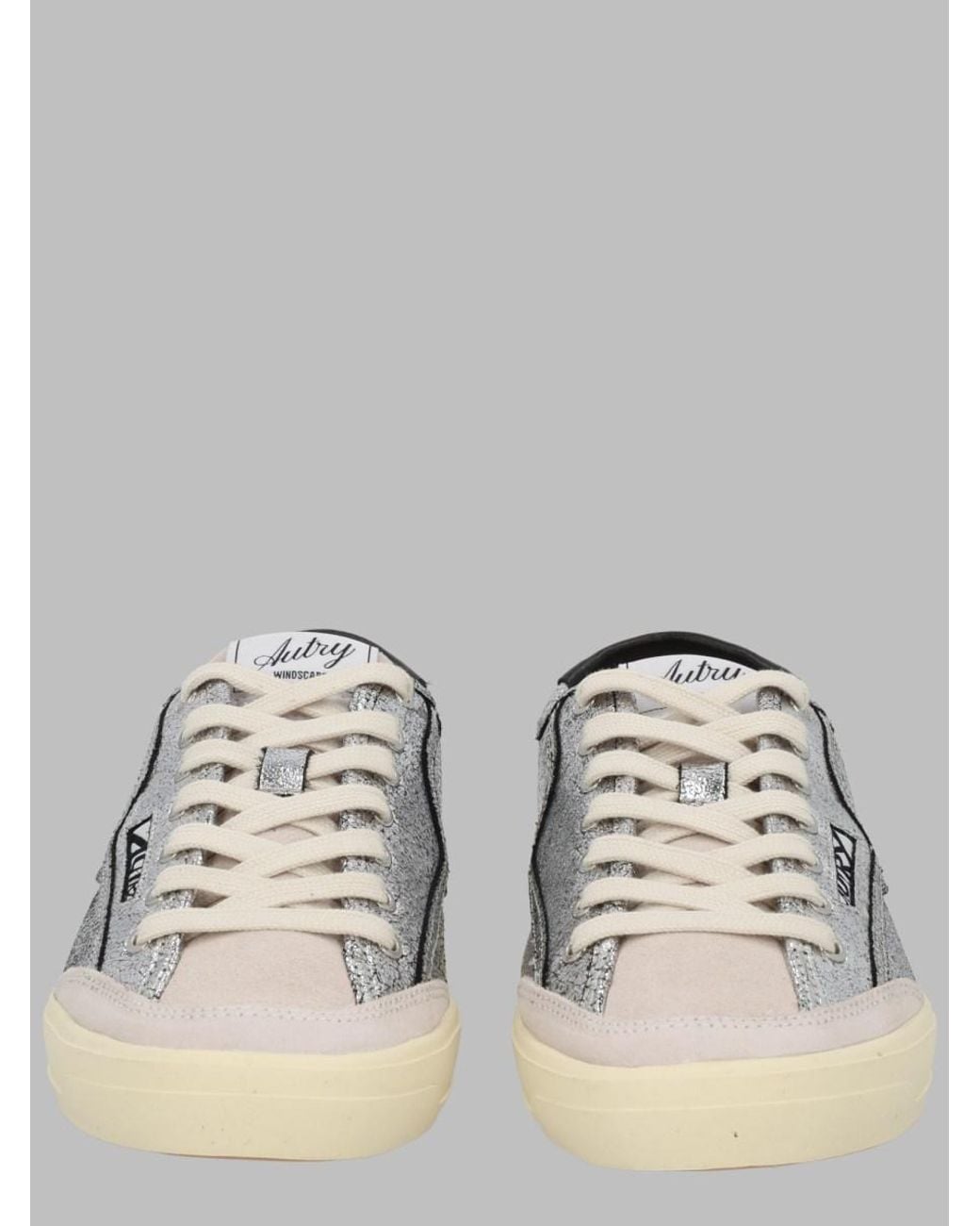 Autry Metallic Windscape Low Trainers Laminated Crack Cow Leather Sneaker