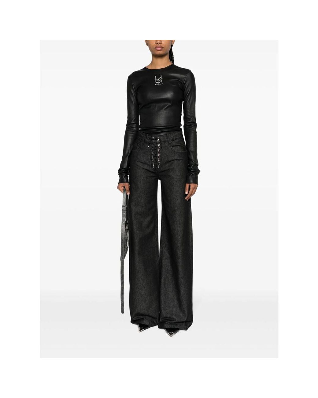 Ludovic de Saint Sernin Black Top Lamb Skin: 100. Tops