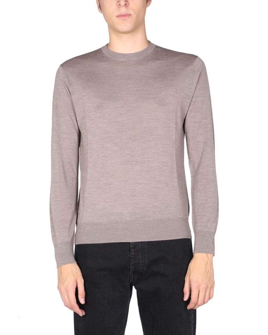 Ballantyne Purple Crew Neck Sweater Wool Basolan Jumpers for men