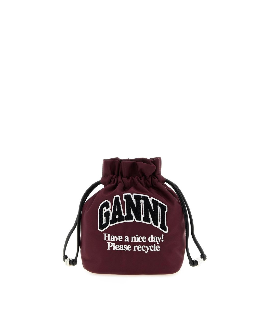 Ganni Red Ganni Recycled Polyamide Bucket Bag — Wine