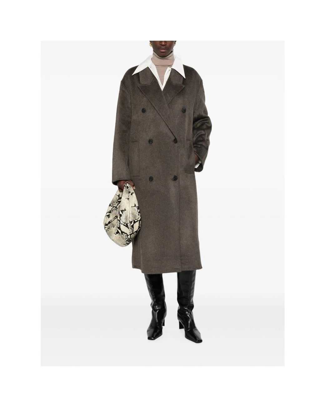 The Dynamis Studio Brown Double-Breasted Peak-Lapel Coat