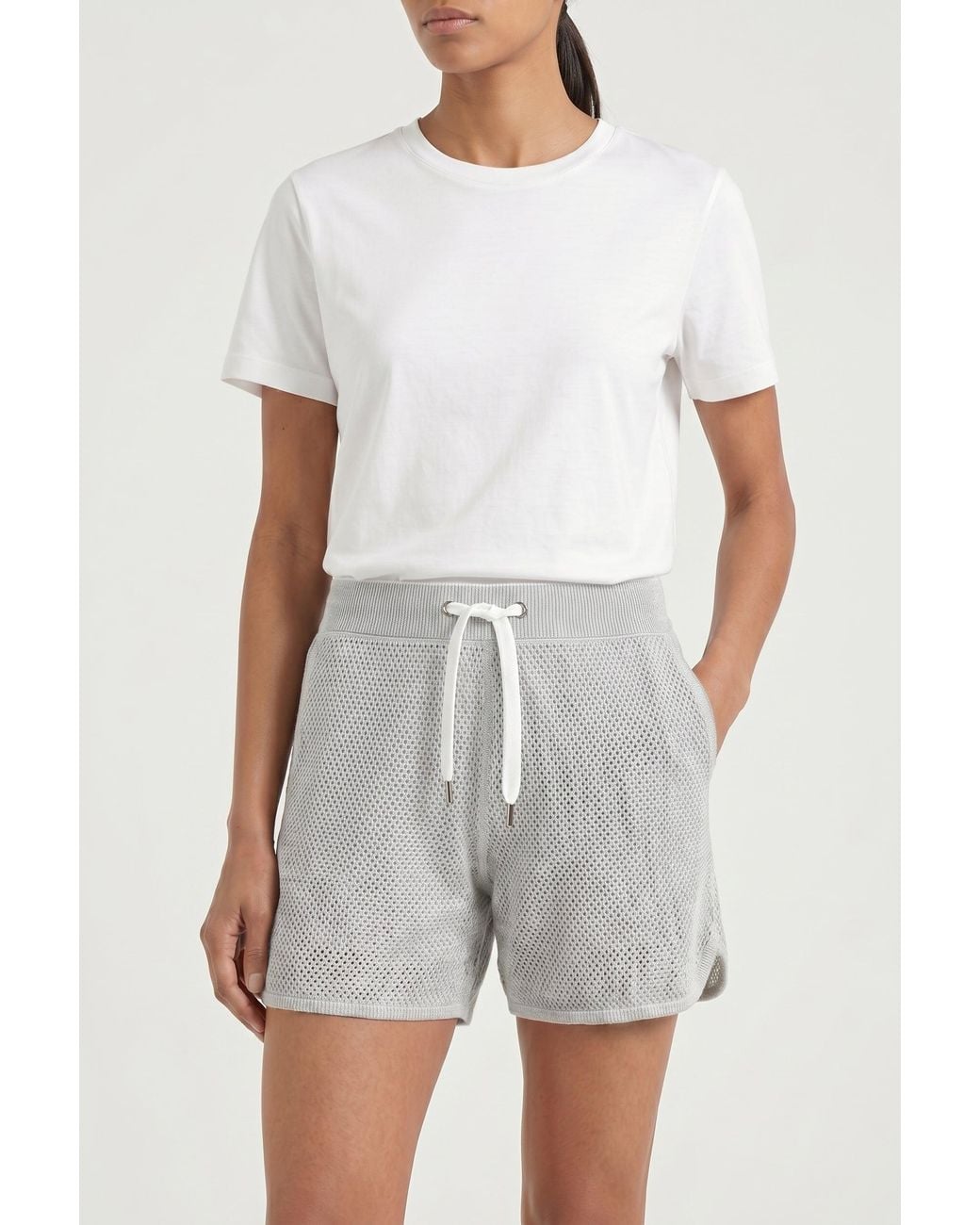 Brunello Cucinelli White Light Cotton Shorts