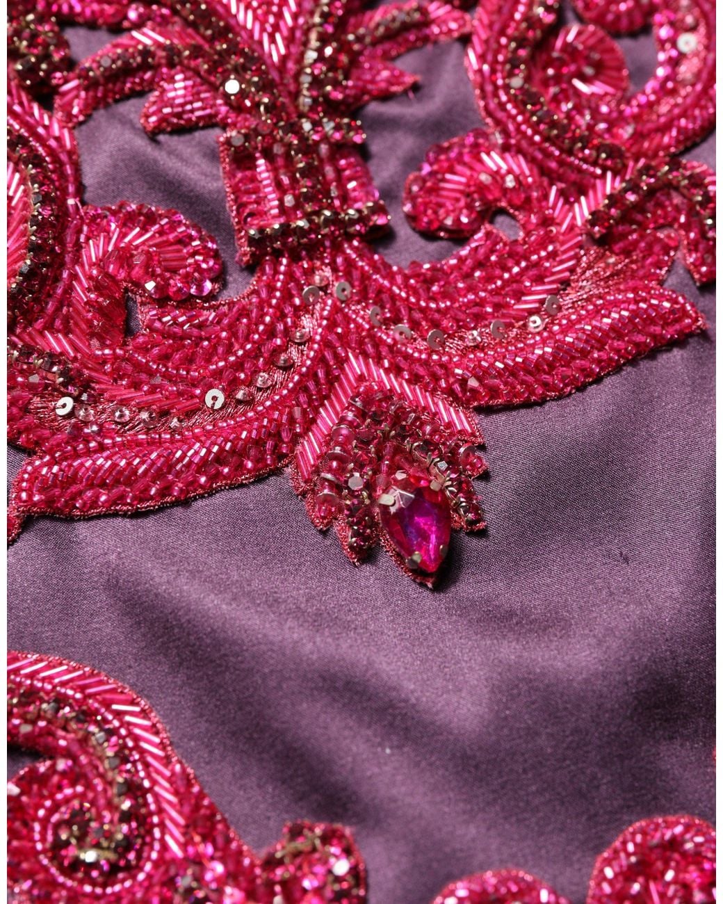 Dolce & Gabbana Purple Silk Crystal Strapless Floor Length Gown Dress Elastane