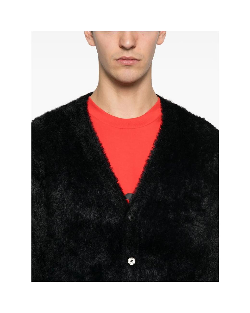 BOILER ROOM Black Hairy Cardigan for men