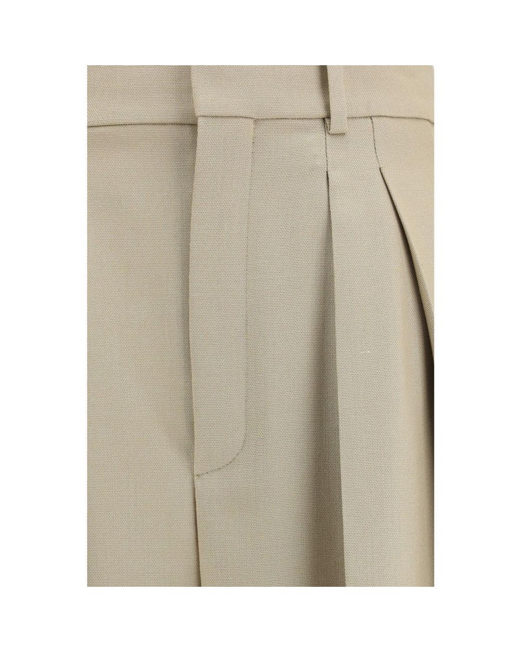 Saint Laurent Natural Beige Wool Oves Aries Dress Pants