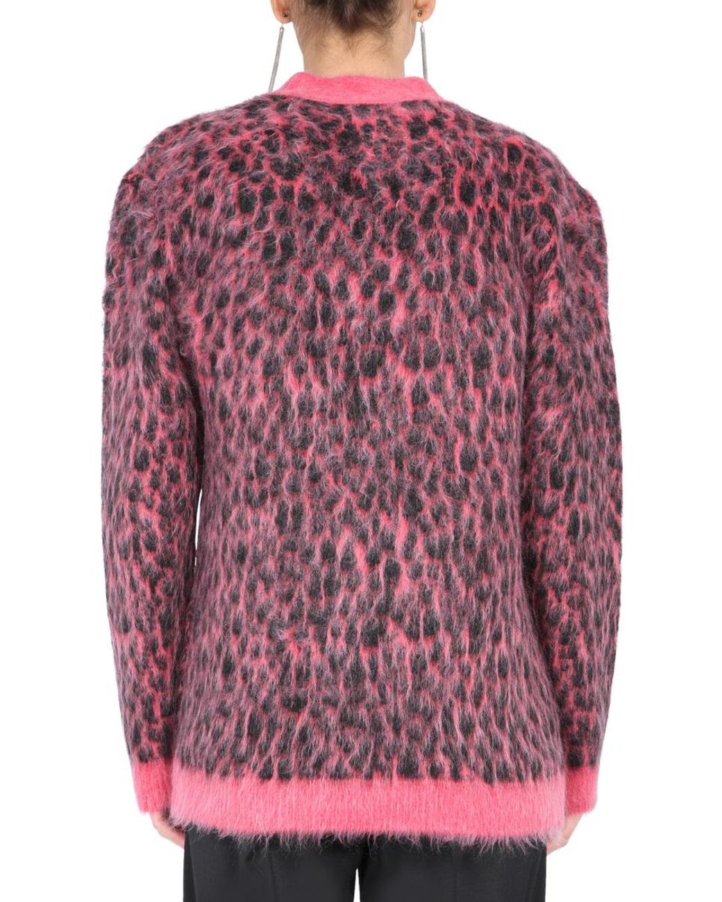 Saint Laurent Red Saint Laurent Leopard Jacquard Wool Cardigan