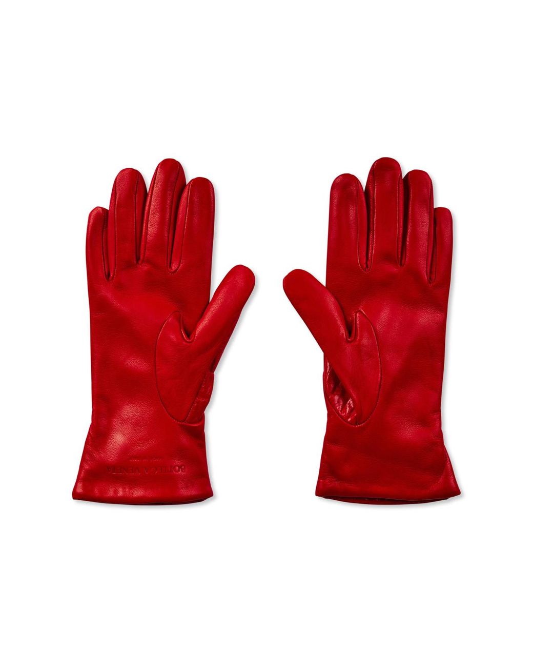 Bottega Veneta Red Croc Embossed Logo Leather Gloves Accessories