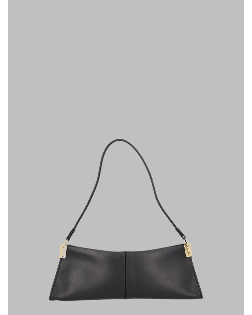 Balmain Gray 64-83 Leather Shoulder Bag Calf