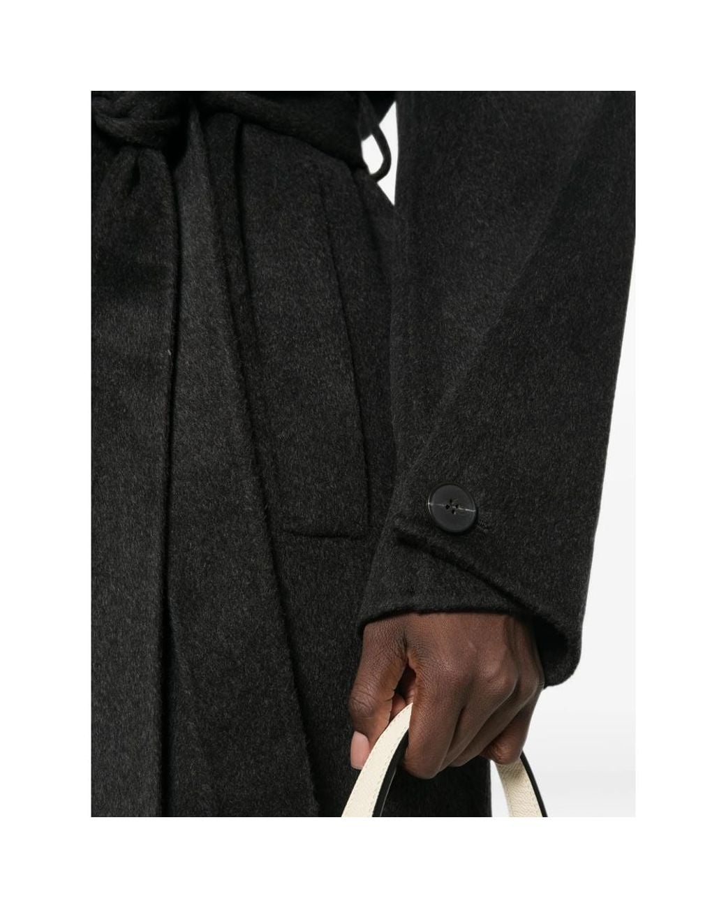 The Dynamis Studio Black Double-Breasted Belted Coat