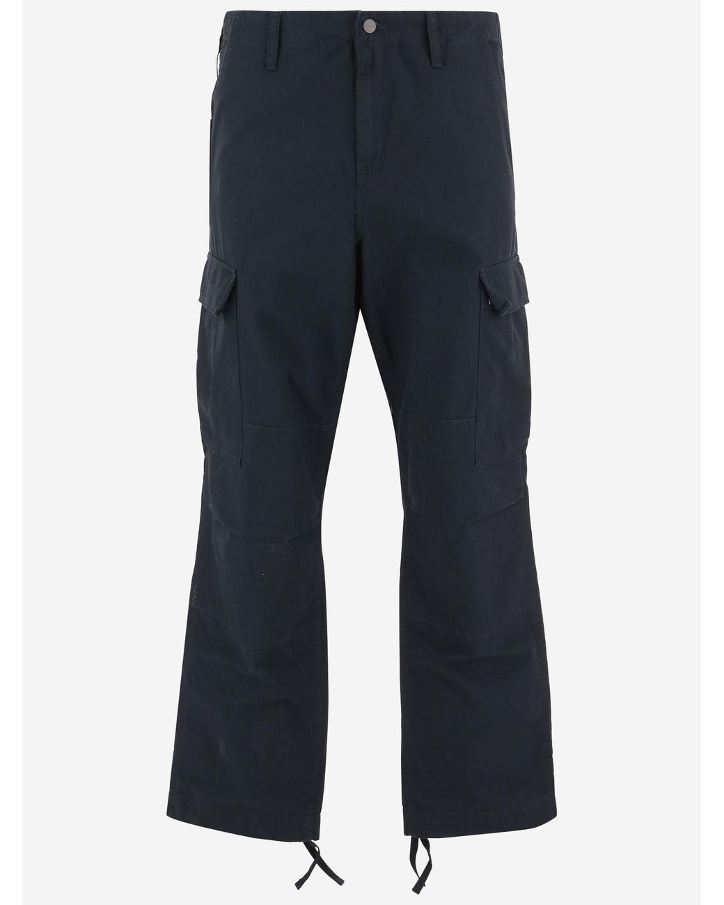 Carhartt Blue Cotton Cargo Pants With Logo Trousers for men