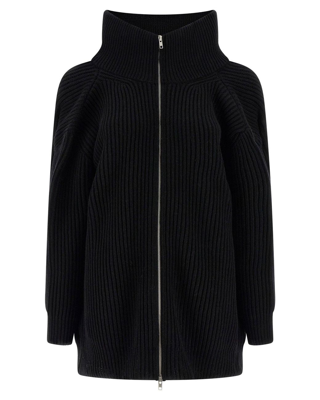MM6 by Maison Margiela Black Ribbed Wool Knit Cardigan