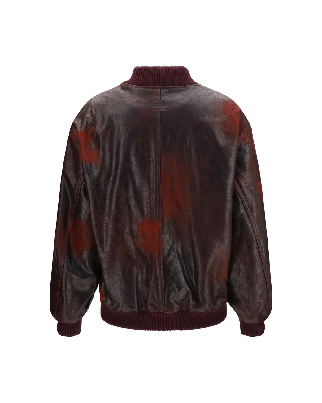 Valstar Brown Oversized Crackle Nappa Bomber Jacket Leather