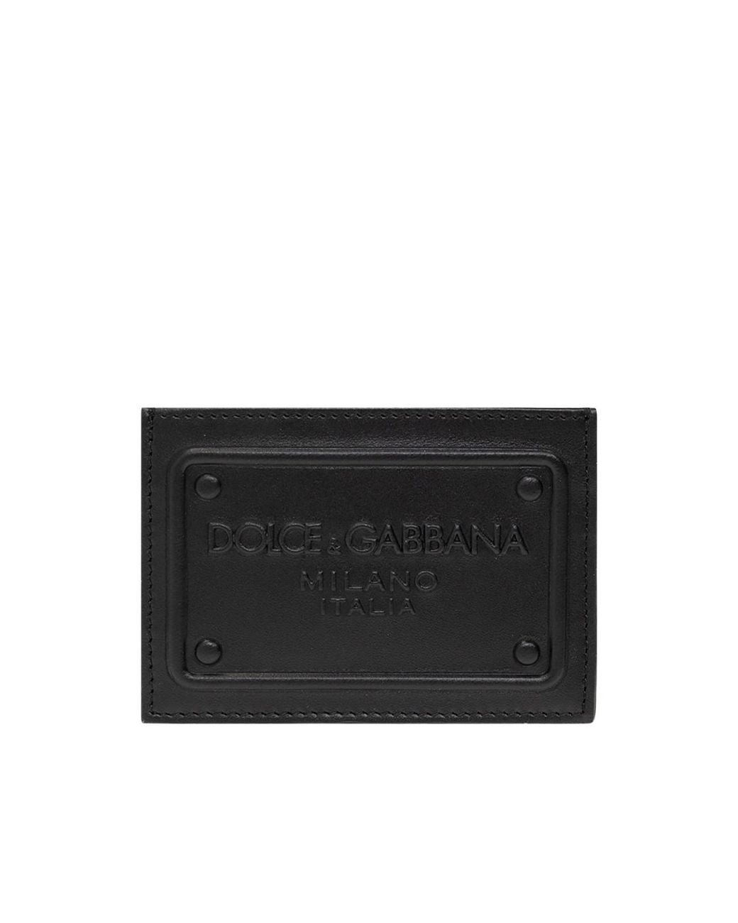 Dolce & Gabbana Black Embossed Logo Cardholder Wallet for men