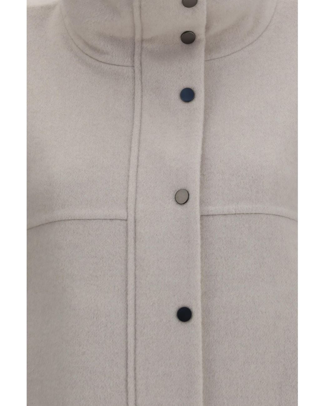 Brunello Cucinelli Gray Double-Faced Virgin Wool And Cashmere Outerwear With Detachable Shearling Insert Jacket