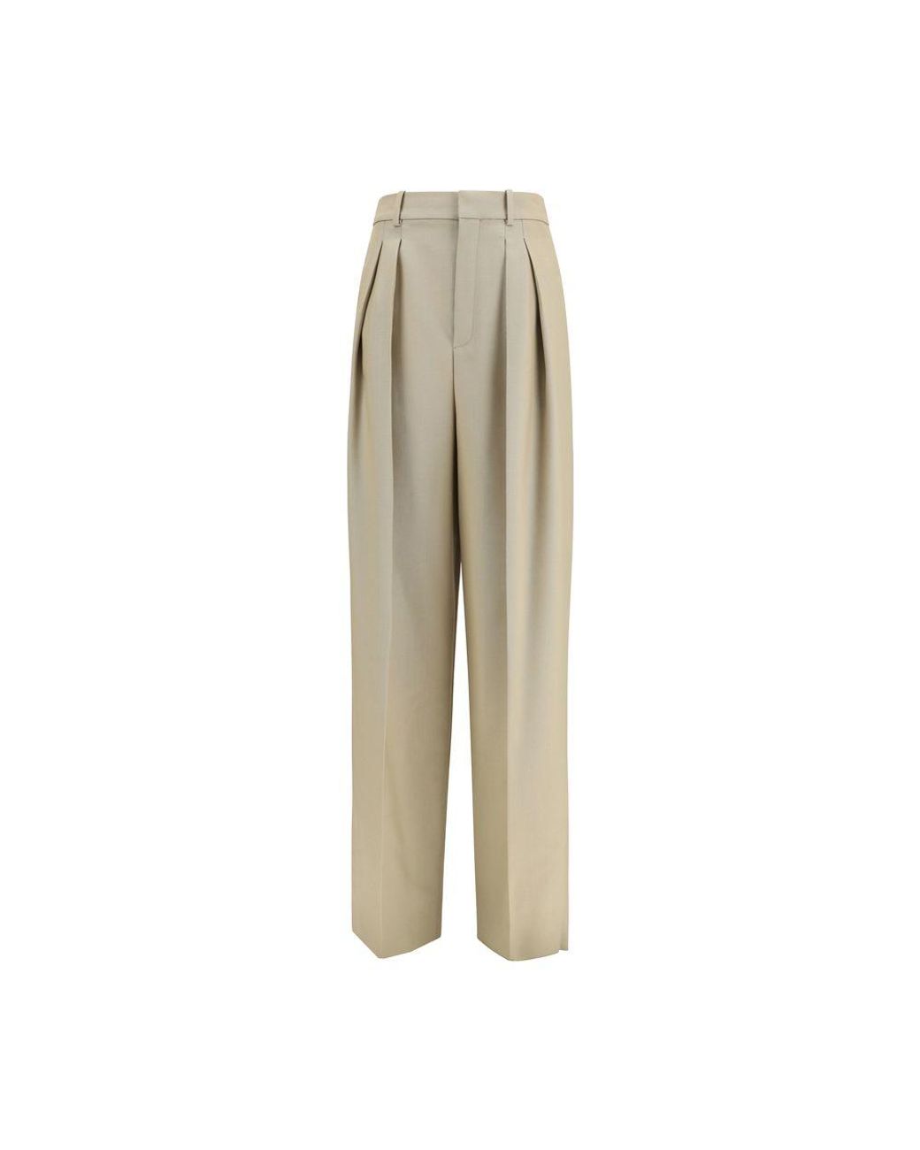 Saint Laurent Natural Beige Wool Oves Aries Dress Pants