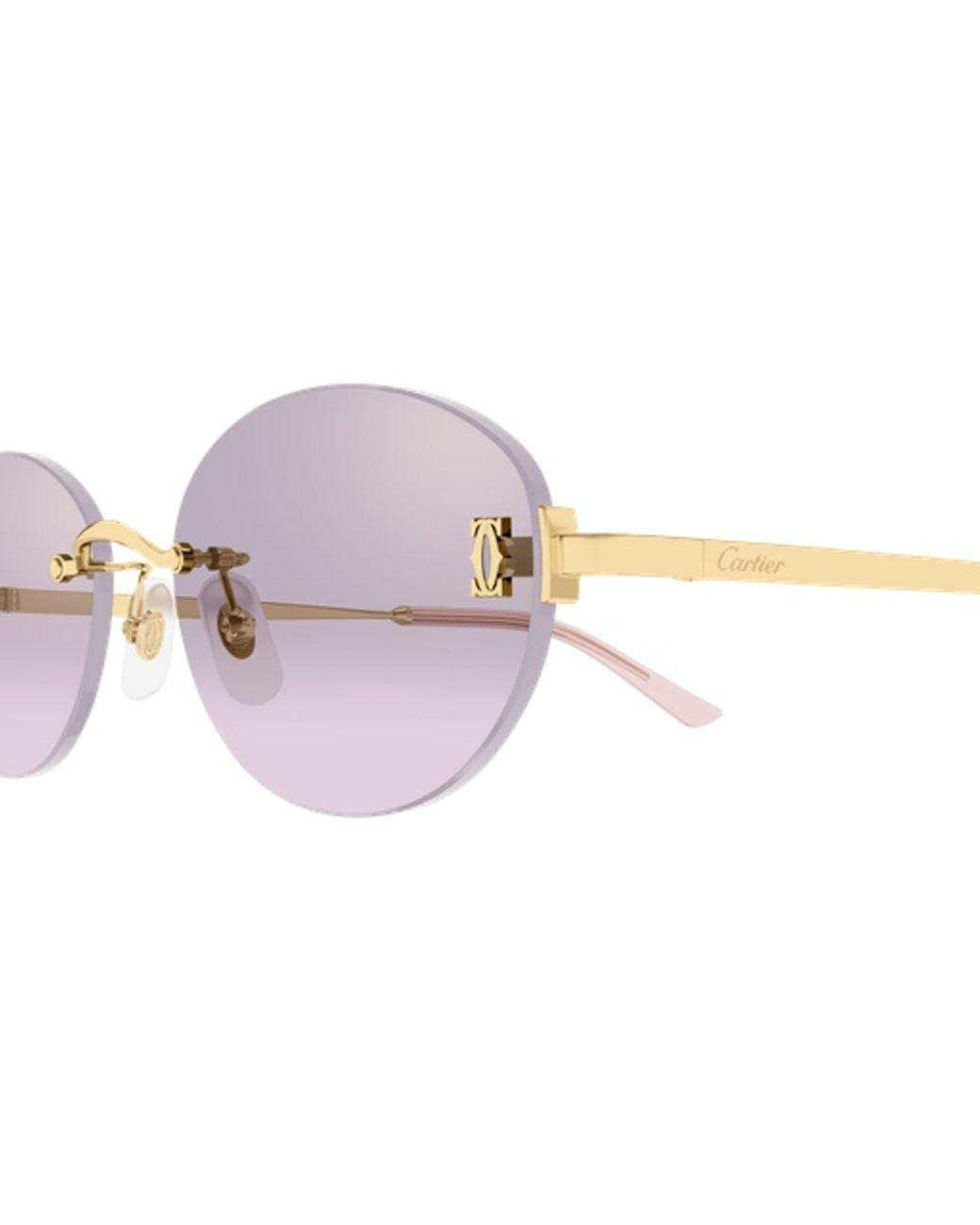 Cartier Purple Cartier Eyewear Ct0642Sa003 Oval Rimless Sunglasses