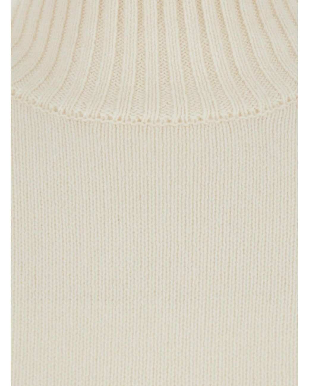 Le Plain White Mock Neck Pullover Cashmere Top